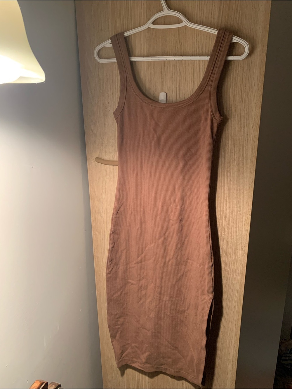 Sleeveless Ribbed Midi Dress in Brown